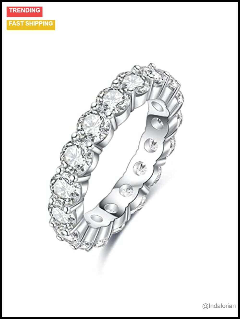 AnuClub Moissanite Eternity Ring 5cttw 925 Sterling Silver Wedding Band